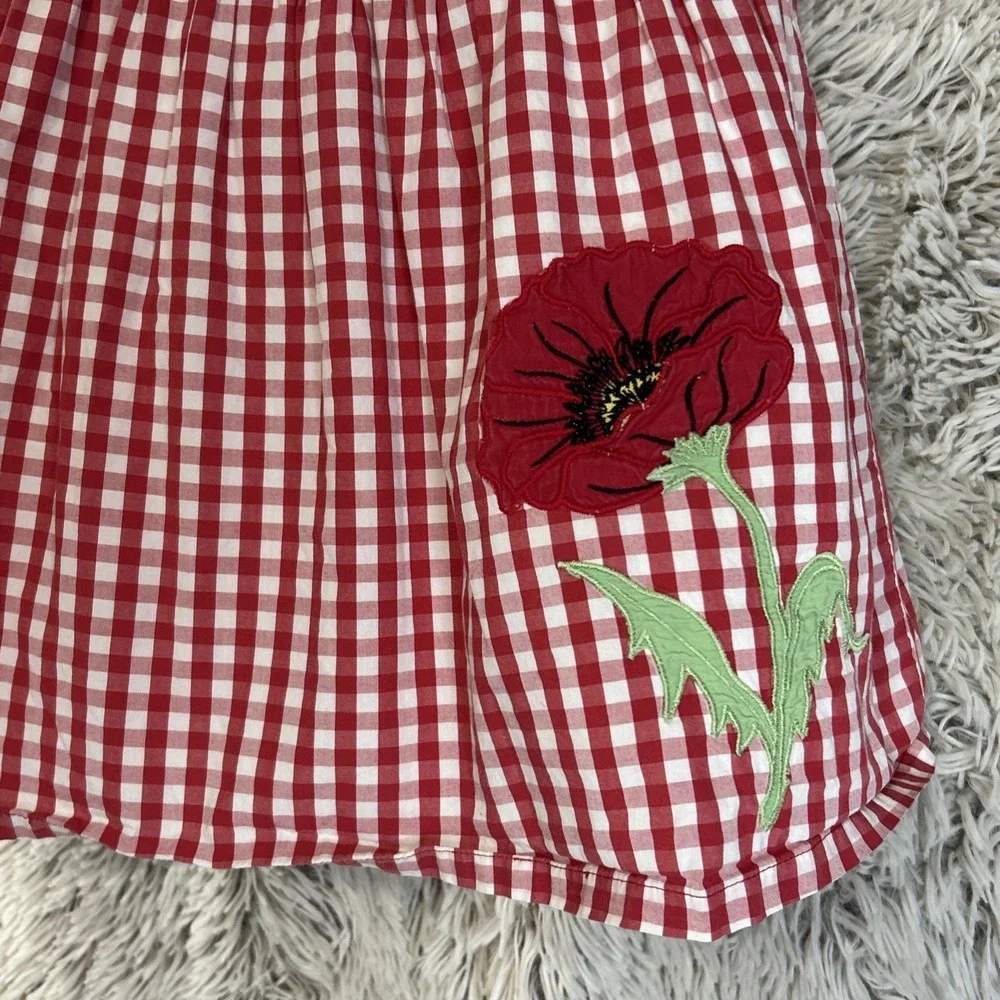 Copper Key‎ Vtg Dress Poppy Seed Flower Embroidery Beads Red White Checker Sz 3T